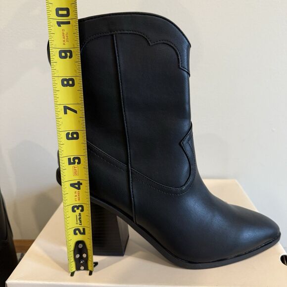 NIB Lauren Conrad Maxilla Black Western Ankle Boots Women's 9.5 Memory Foam Read - Picture 7 of 11